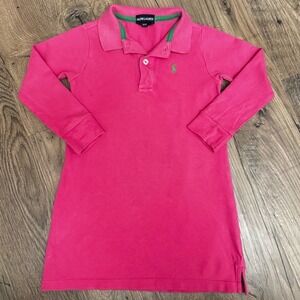 Ralph Lauren Kids Pink Long Sleeve Polo Shirt Dress Green Trim Size 3T